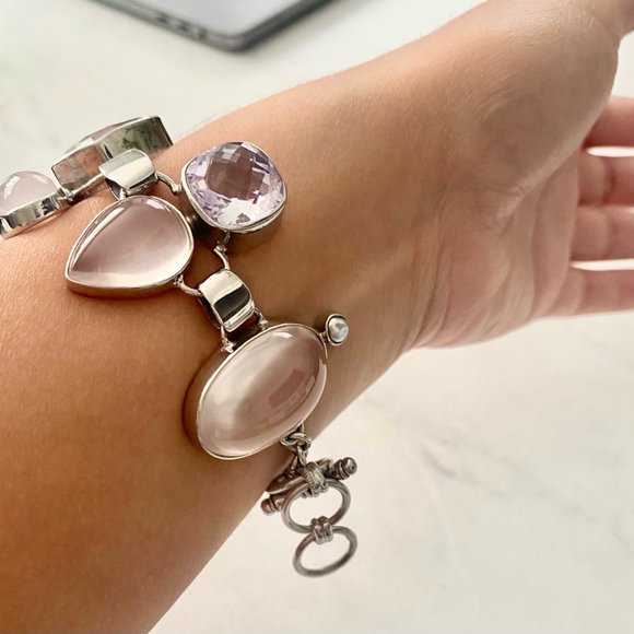 Silver Bracelet (Fossilized Amethysts, Quartz) - Picture 7 of 7